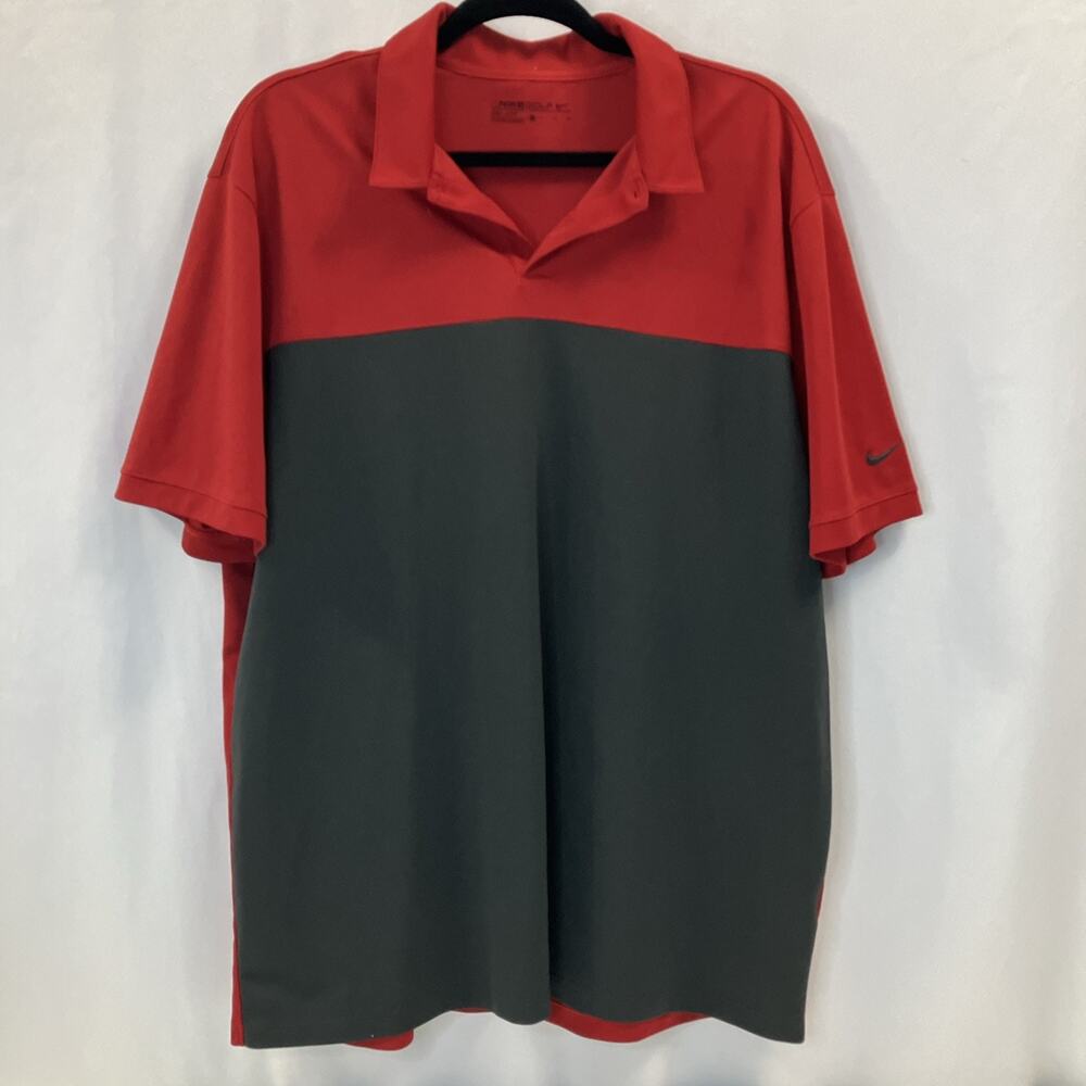 Nike Dri-Fit Golf Polo Shirt Red Gray Men’s XL